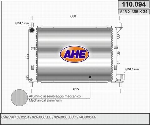 AHE 110.094 - Radiatore, Raffreddamento motore autozon.pro