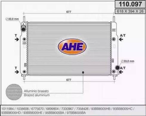 AHE 110.097 - Radiatore, Raffreddamento motore autozon.pro