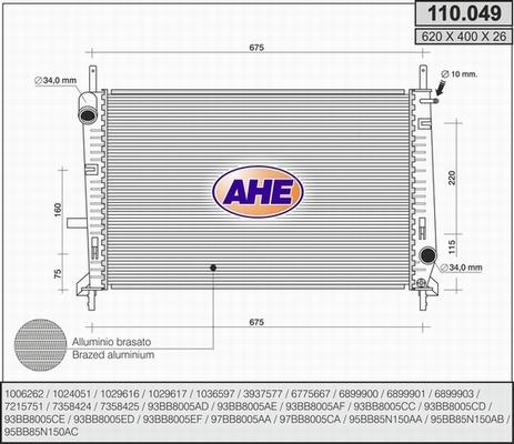 AHE 110.049 - Radiatore, Raffreddamento motore autozon.pro