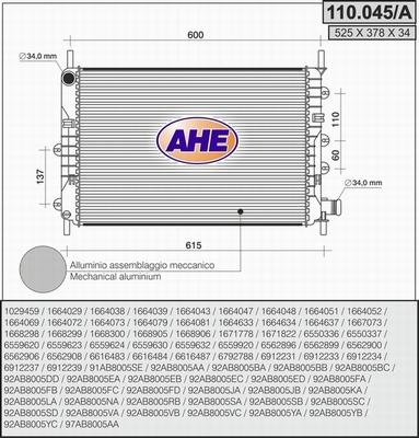 AHE 110.045/A - Radiatore, Raffreddamento motore autozon.pro