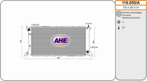 AHE 110.055/A - Radiatore, Raffreddamento motore autozon.pro