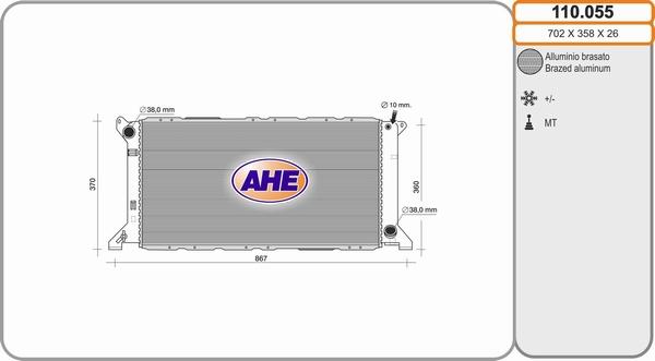 AHE 110.055 - Radiatore, Raffreddamento motore autozon.pro