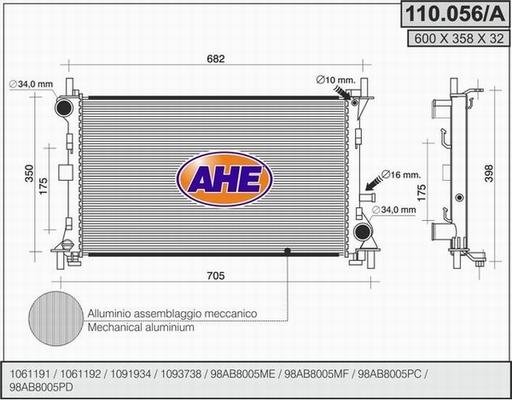 AHE 110.056/A - Radiatore, Raffreddamento motore autozon.pro