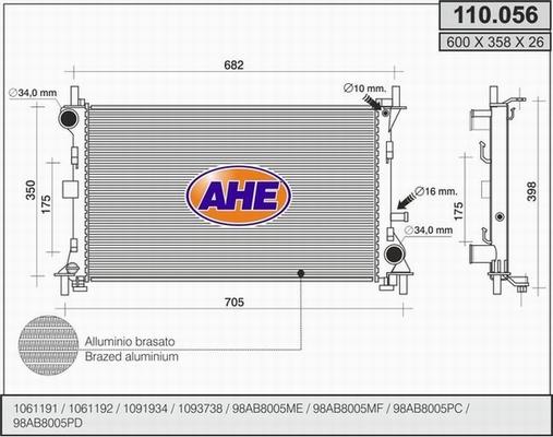 AHE 110.056 - Radiatore, Raffreddamento motore autozon.pro