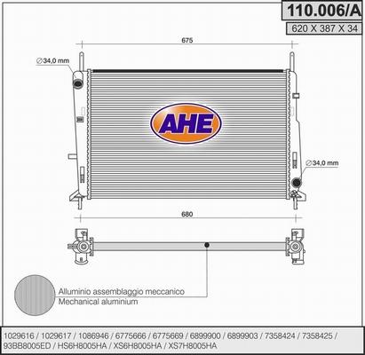 AHE 110.006/A - Radiatore, Raffreddamento motore autozon.pro