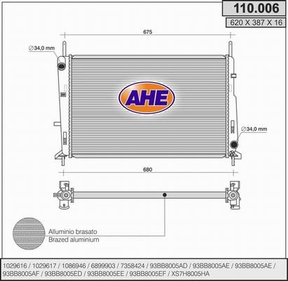 AHE 110.006 - Radiatore, Raffreddamento motore autozon.pro