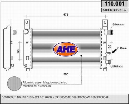 AHE 110.001 - Radiatore, Raffreddamento motore autozon.pro