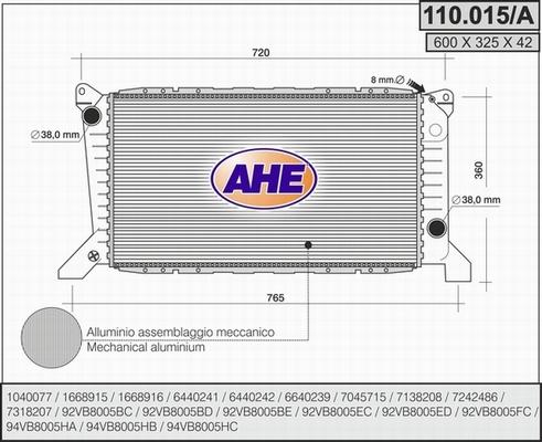 AHE 110.015/A - Radiatore, Raffreddamento motore autozon.pro