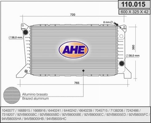 AHE 110.015 - Radiatore, Raffreddamento motore autozon.pro