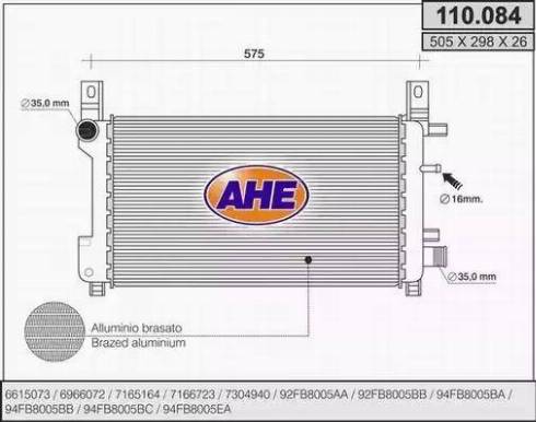 AHE 110.084 - Radiatore, Raffreddamento motore autozon.pro