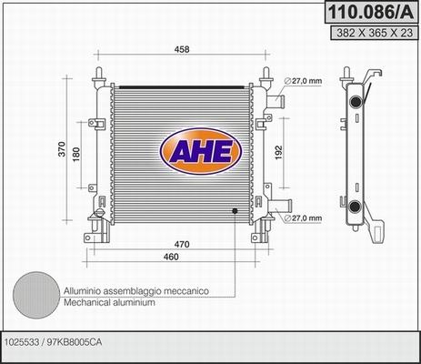 AHE 110.086/A - Radiatore, Raffreddamento motore autozon.pro