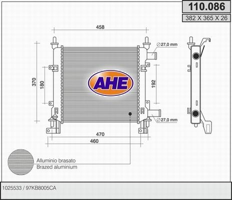 AHE 110.086 - Radiatore, Raffreddamento motore autozon.pro