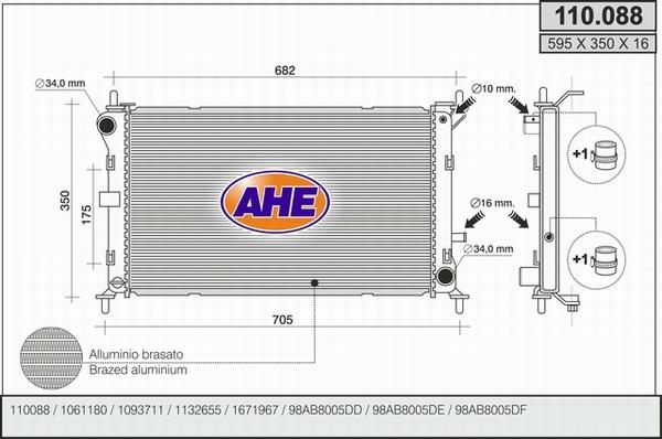 AHE 110.088 - Radiatore, Raffreddamento motore autozon.pro