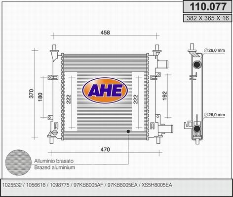 AHE 110.077 - Radiatore, Raffreddamento motore autozon.pro