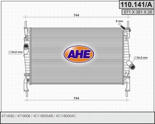 AHE 110.141/A - Radiatore, Raffreddamento motore autozon.pro