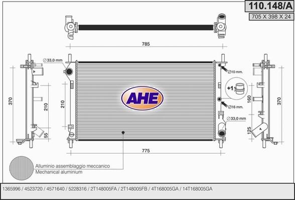 AHE 110.148/A - Radiatore, Raffreddamento motore autozon.pro