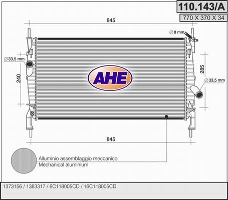 AHE 110.143/A - Radiatore, Raffreddamento motore autozon.pro