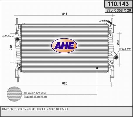 AHE 110.143 - Radiatore, Raffreddamento motore autozon.pro