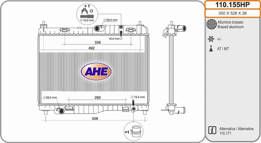 AHE 110.155HP - Radiatore, Raffreddamento motore autozon.pro