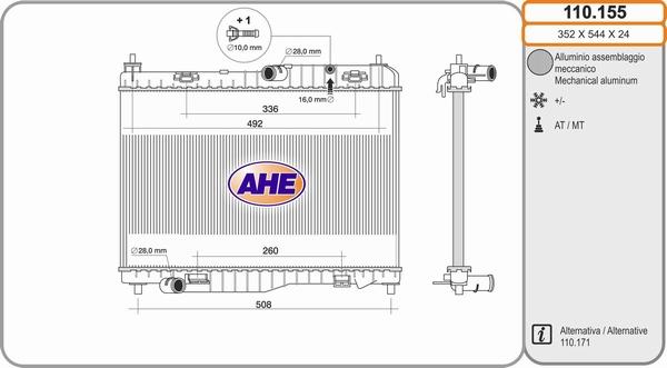 AHE 110.155 - Radiatore, Raffreddamento motore autozon.pro