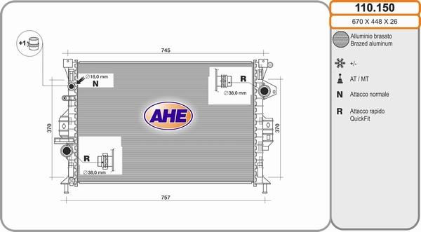 AHE 110.150 - Radiatore, Raffreddamento motore autozon.pro