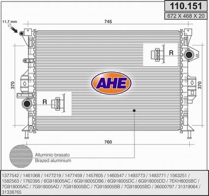 AHE 110.151 - Radiatore, Raffreddamento motore autozon.pro