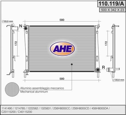 AHE 110.119/A - Radiatore, Raffreddamento motore autozon.pro