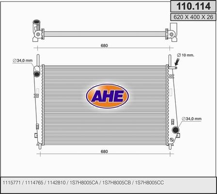 AHE 110.114 - Radiatore, Raffreddamento motore autozon.pro