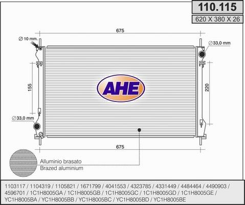 AHE 110.115 - Radiatore, Raffreddamento motore autozon.pro