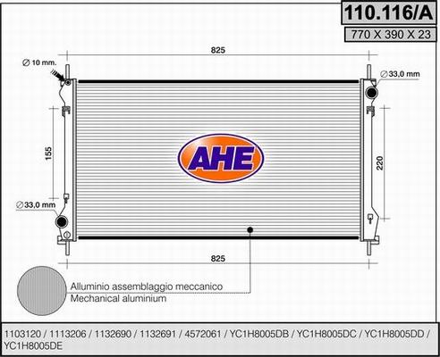 AHE 110.116/A - Radiatore, Raffreddamento motore autozon.pro