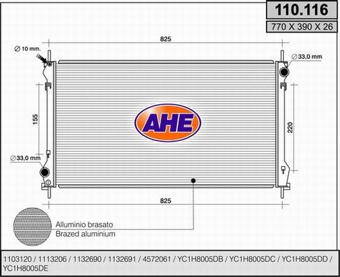 AHE 110.116 - Radiatore, Raffreddamento motore autozon.pro