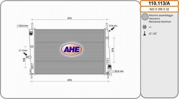 AHE 110.113/A - Radiatore, Raffreddamento motore autozon.pro