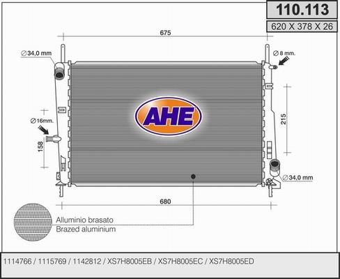 AHE 110.113 - Radiatore, Raffreddamento motore autozon.pro