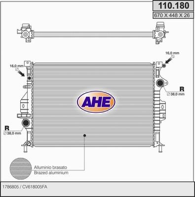 AHE 110.180 - Radiatore, Raffreddamento motore autozon.pro