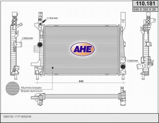 AHE 110.181 - Radiatore, Raffreddamento motore autozon.pro