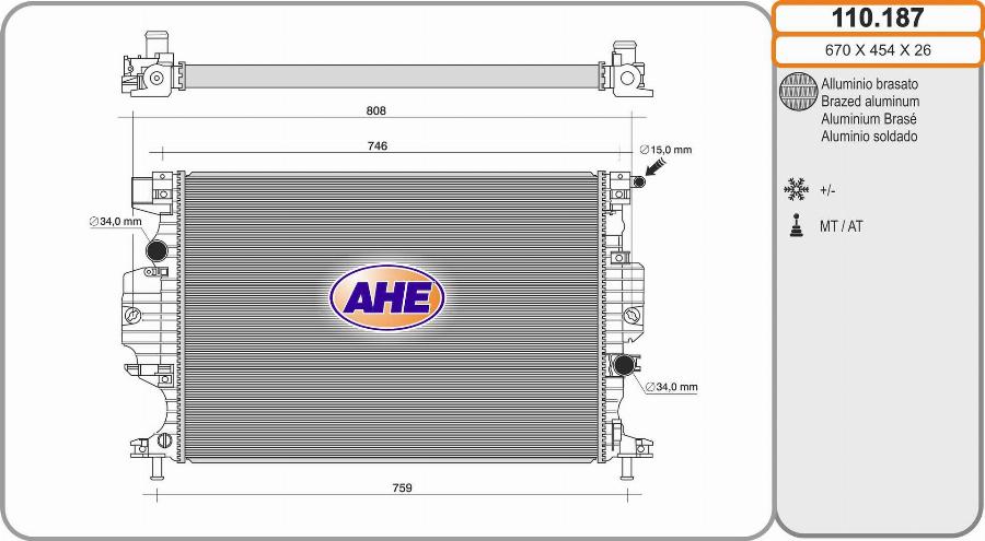 AHE 110.187 - Radiatore, Raffreddamento motore autozon.pro