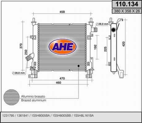 AHE 110.134 - Radiatore, Raffreddamento motore autozon.pro