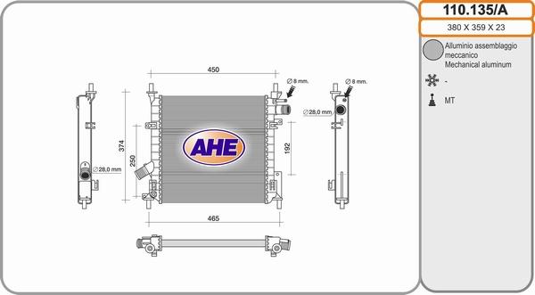 AHE 110.135/A - Radiatore, Raffreddamento motore autozon.pro