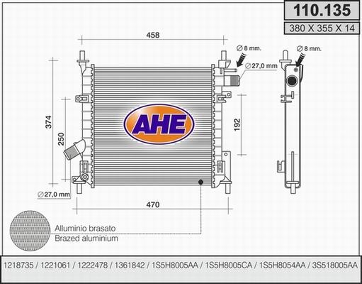 AHE 110.135 - Radiatore, Raffreddamento motore autozon.pro