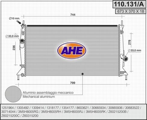 AHE 110.131/A - Radiatore, Raffreddamento motore autozon.pro