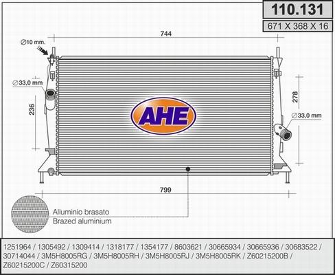 AHE 110.131 - Radiatore, Raffreddamento motore autozon.pro