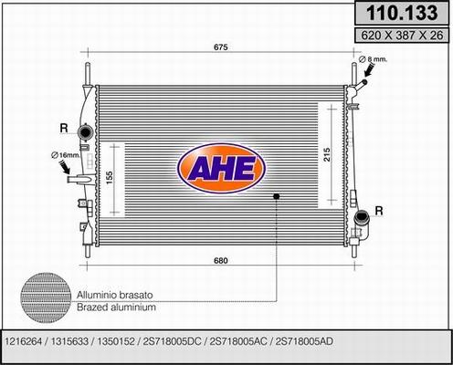 AHE 110.133 - Radiatore, Raffreddamento motore autozon.pro