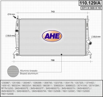 AHE 110.129/A - Radiatore, Raffreddamento motore autozon.pro