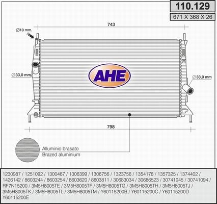 AHE 110.129 - Radiatore, Raffreddamento motore autozon.pro