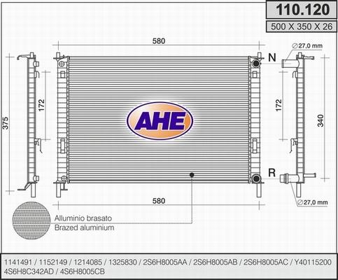 AHE 110.120 - Radiatore, Raffreddamento motore autozon.pro