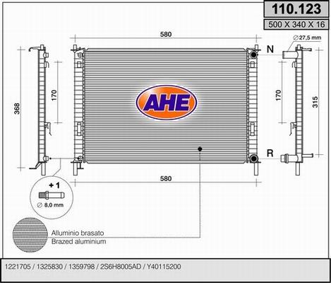 AHE 110.123 - Radiatore, Raffreddamento motore autozon.pro