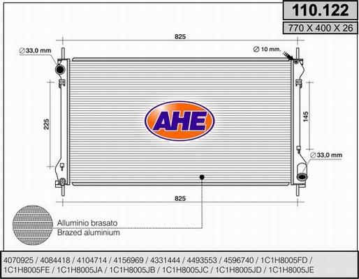 AHE 110.122 - Radiatore, Raffreddamento motore autozon.pro