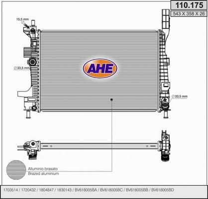 AHE 110.175 - Radiatore, Raffreddamento motore autozon.pro