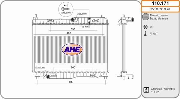 AHE 110.171 - Radiatore, Raffreddamento motore autozon.pro