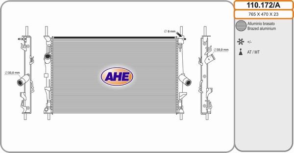 AHE 110.172/A - Radiatore, Raffreddamento motore autozon.pro